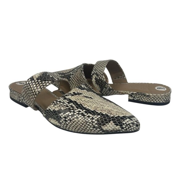 ABLE Joselyne Mule Flats Size 6 Pointy Toe Slip On Reptile Snake Python Embossed - Picture 10 of 10